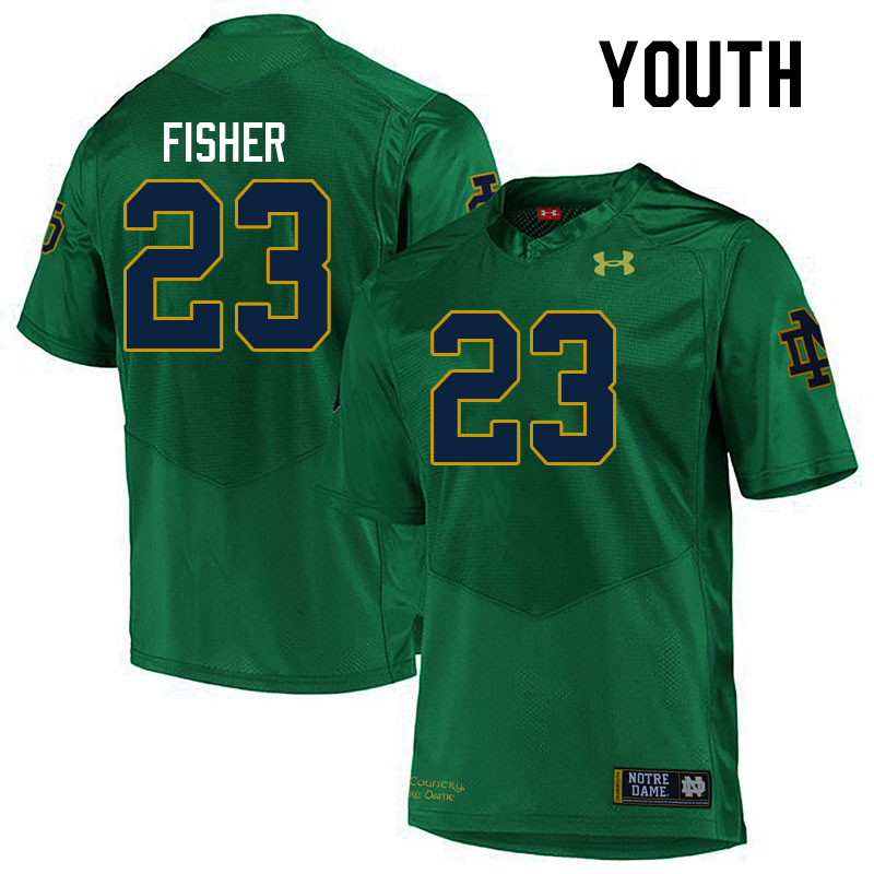 Youth #23 Justin Fisher Notre Dame Fighting Irish College Football Jerseys Stitched-Green